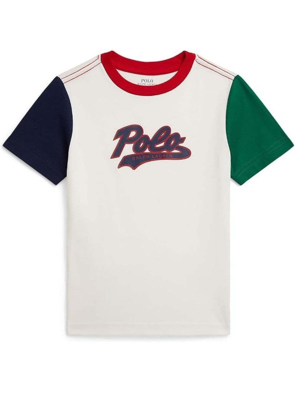 Polo Ralph Lauren Kids Logo Color-Blocked Cotton Knit Short Sleeve T-Shirt White